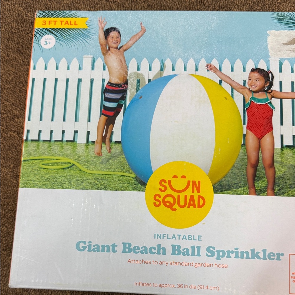 Sun Squad Giant Beach Ball Sprinkler - Blue, White, Yellow